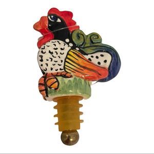 Brand new hand painted “Nicole Engblom” rooster bottle stopper
